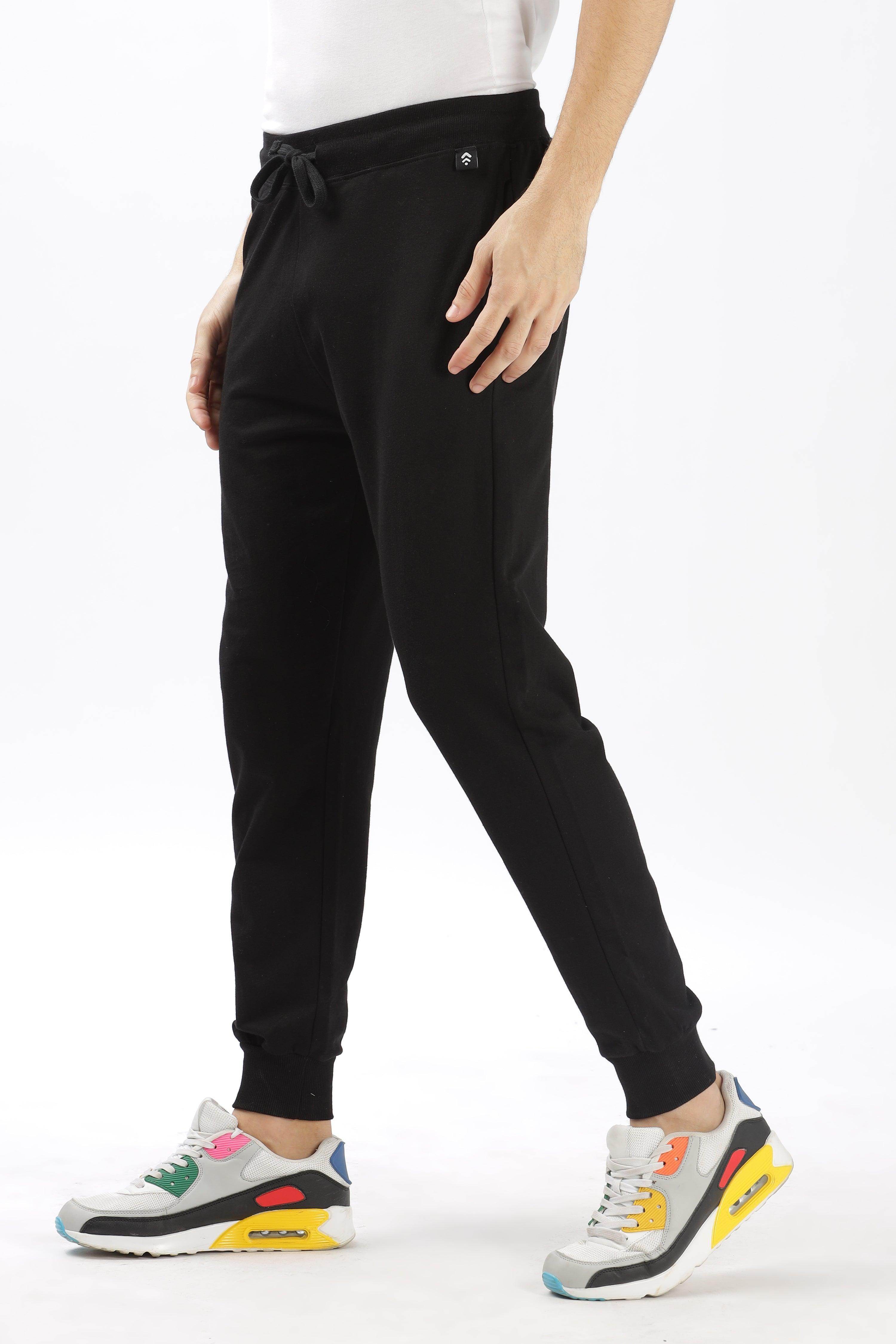 Soulmonk premium black joggers men with adjustable drawstring and cuffed ankles