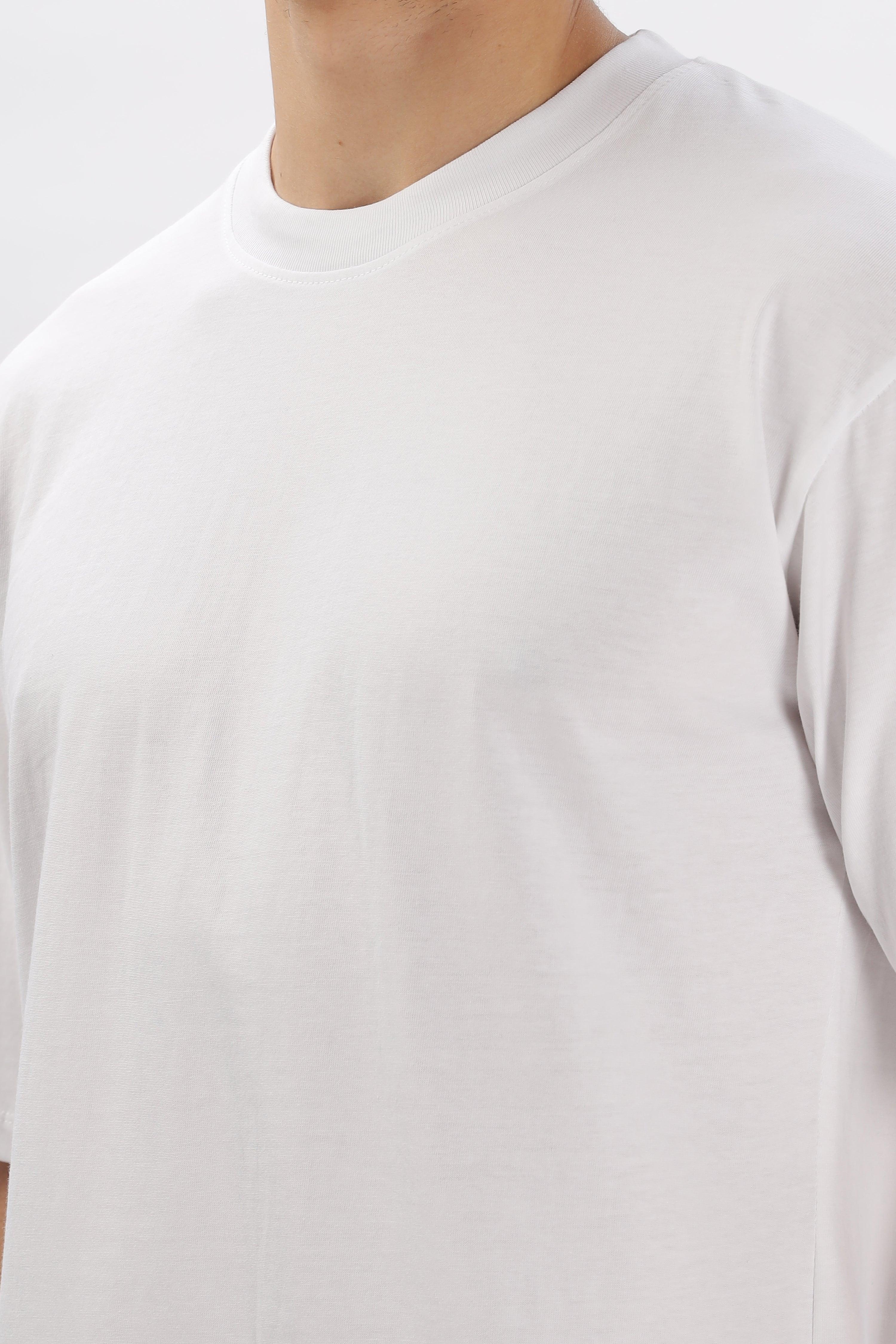 Soulmonk white oversized t-shirt for men featuring a comfortable loose fit and classic crew neck