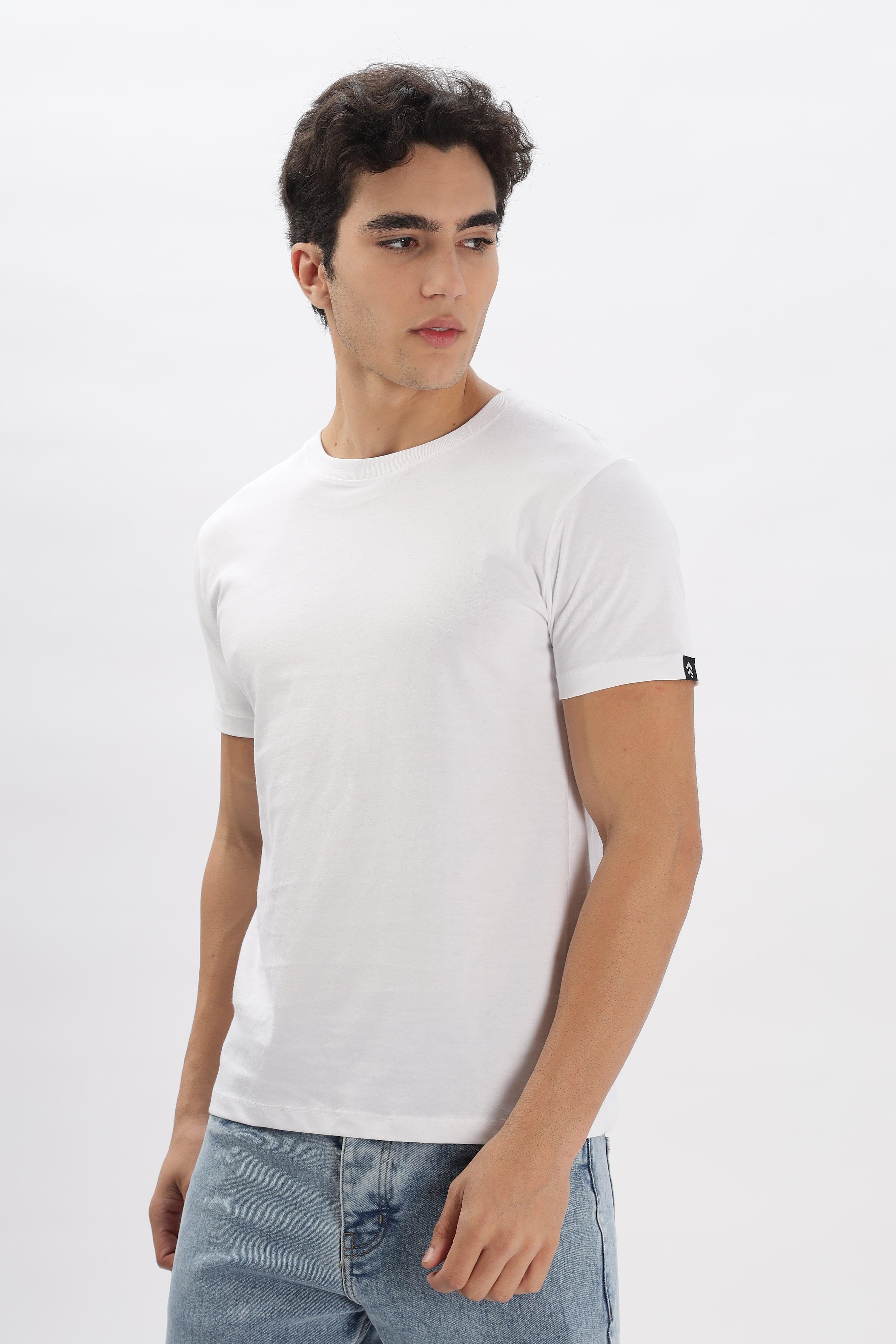 Soulmonk white relaxed fit t-shirt men worn by male model with light blue jeans