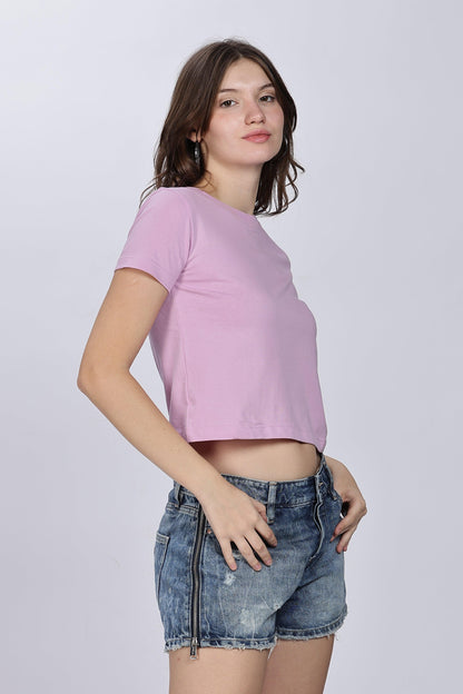 Lavender Solid Crop Top - Soulmonk