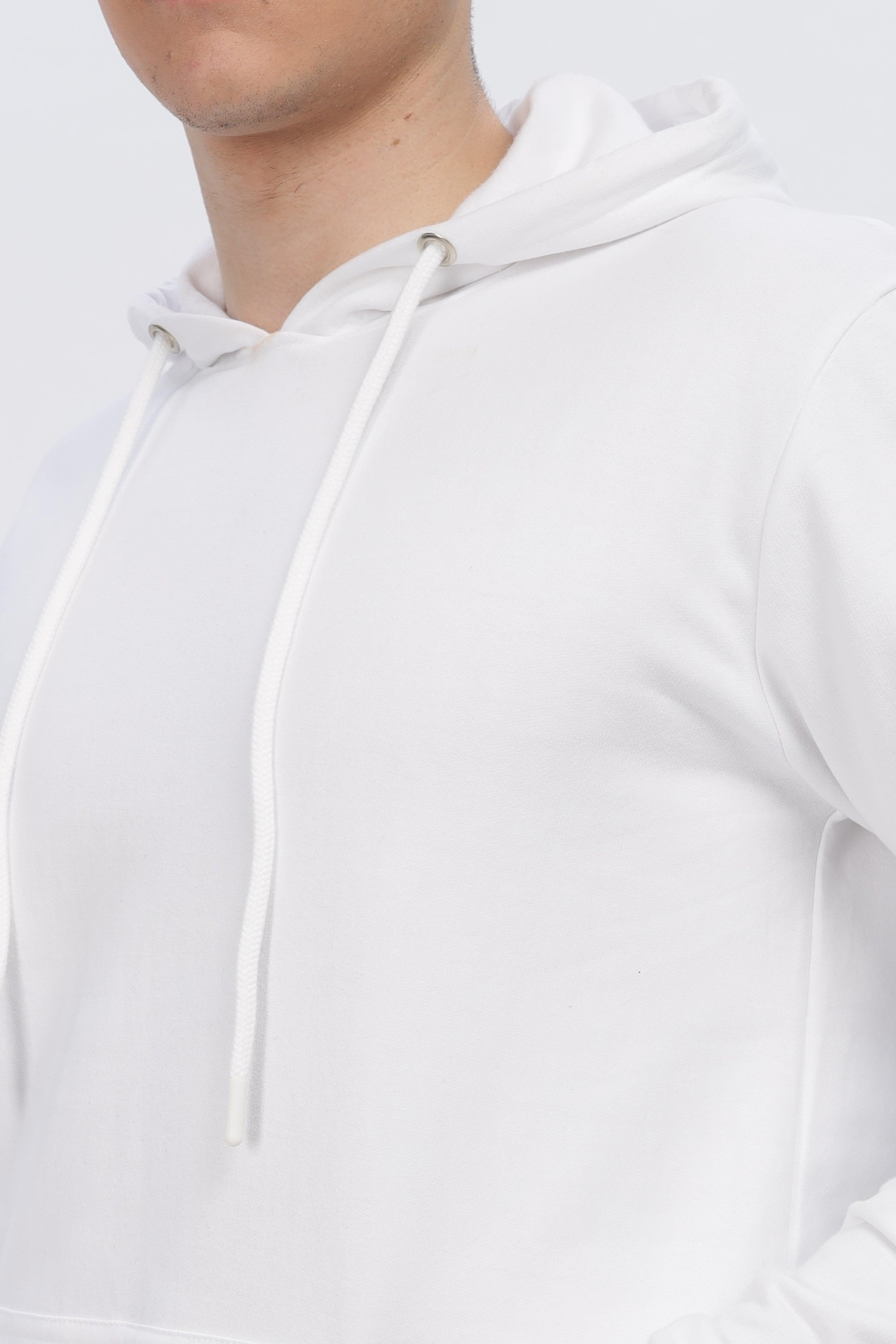 Soulmonk frost white hoodie for men with adjustable drawstring hood and soft fabric