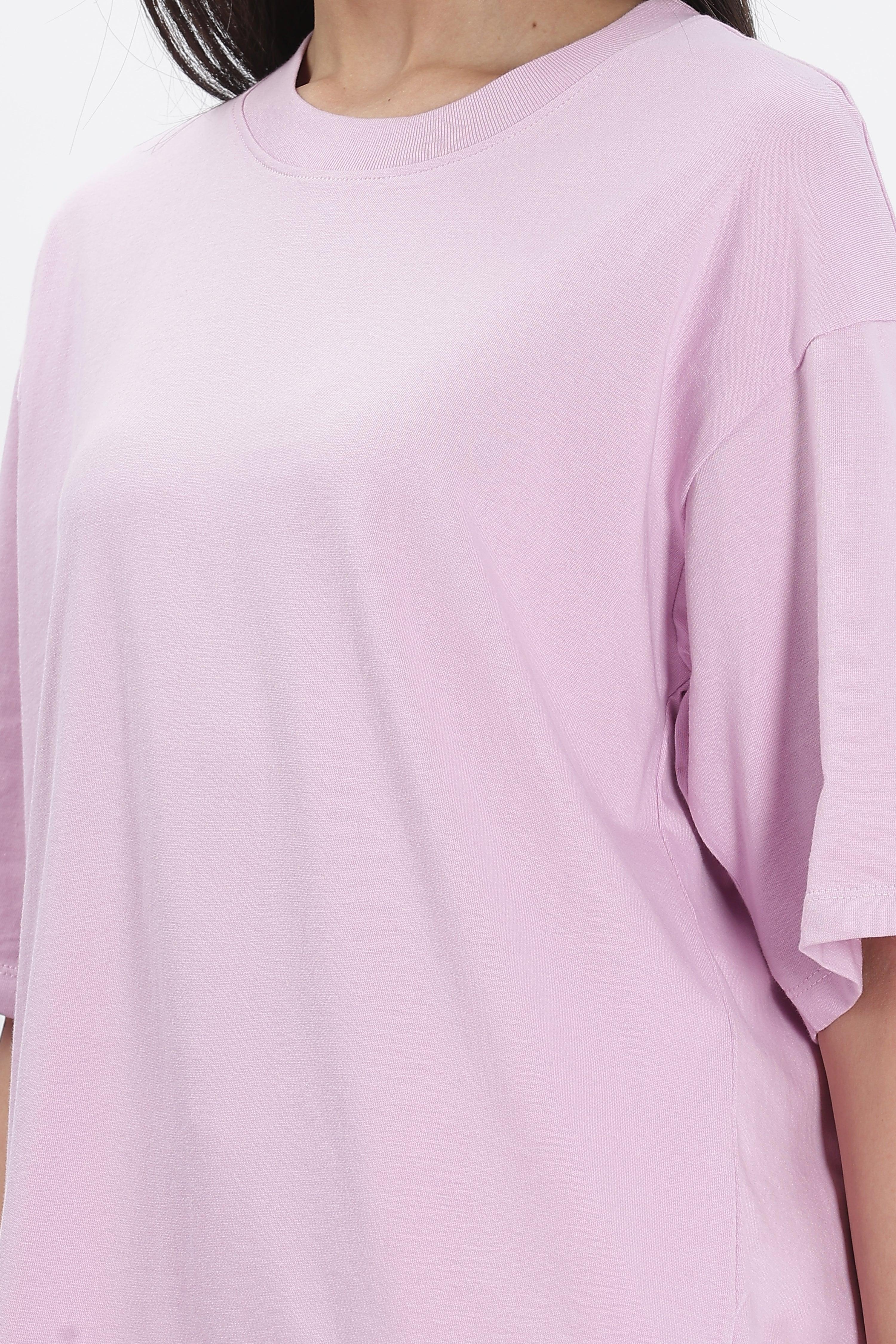 Soulmonk women's lavender oversized t-shirt with a relaxed fit and short sleeves