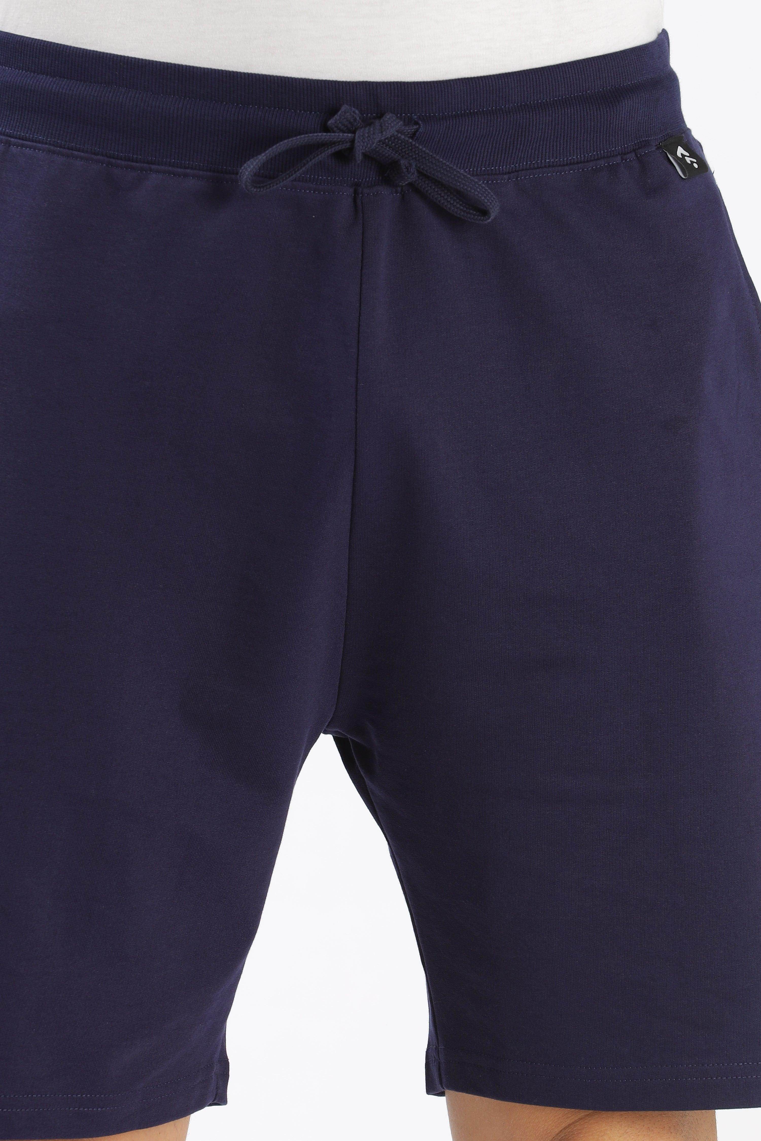 SoulMonk navy blue shorts with drawstring waistband and comfortable fit for casual wear