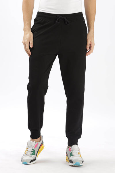 Soulmonk premium black joggers men with drawstring waist and cuffed ankles for comfortable fit