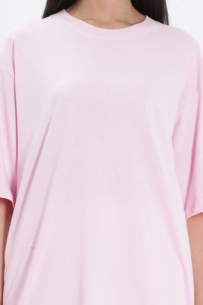 Soulmonk soft pink oversized t-shirt for women with a relaxed fit and round neckline