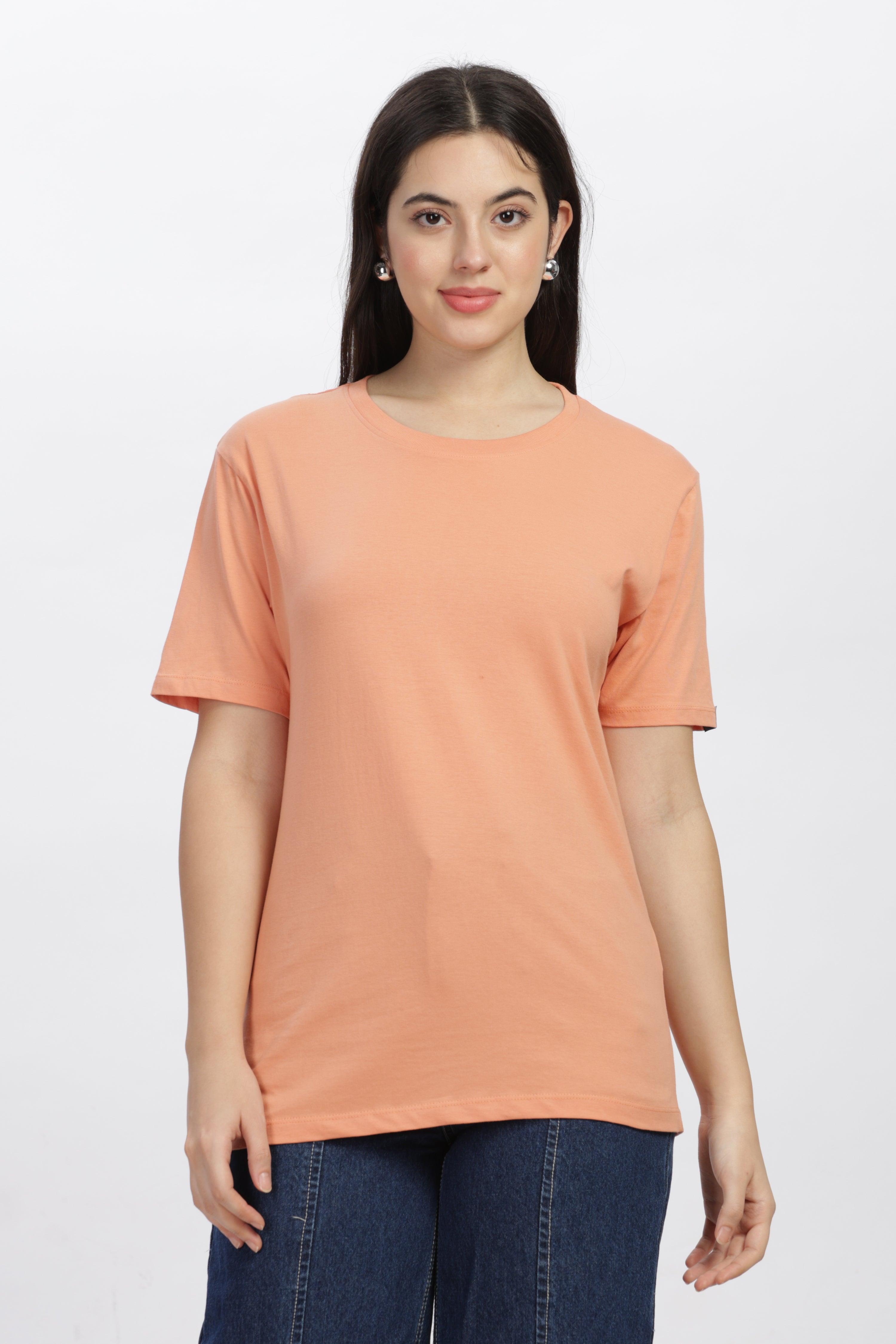 Soulmonk sunset relaxed fit t-shirt worn by female model with short sleeves and round neck
